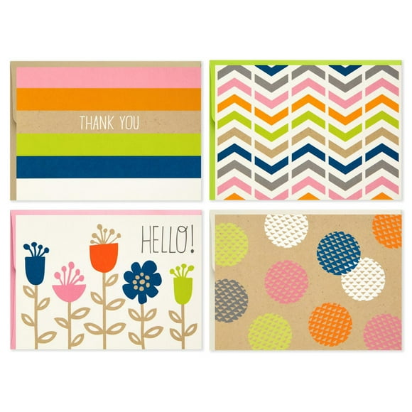 Petites cartes Hallmark à rayures, pois et fleurs