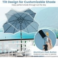 thumbnail image 4 of REKHH  FT Patio Umbrella with Fringe, Vented Top, Outdoor Tassel Table Umbrella with Push Button Tilt, Crank, Heavy-Duty Market Sunshade for Yard Garden Pool,Blue, 4 of 7