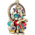 thumbnail image 2 of Exotic India Raja Ganesha Writing The Mahabharata - Brass Statue with Inlay Work, 2 of 2