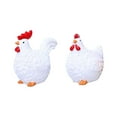thumbnail image 2 of 2Pcs Resin Chicken Statues, Rooster Hen Figurines - Garden Decor Mini Landscape Ornament - Great for Home, Farmhouse, Country, or Cabin Decor - White, 2 of 6