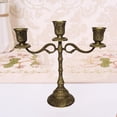 thumbnail image 7 of Metal Candle Holder Candelabra Crafts Decoration 3 Branch Bronze, as described, 7 of 7