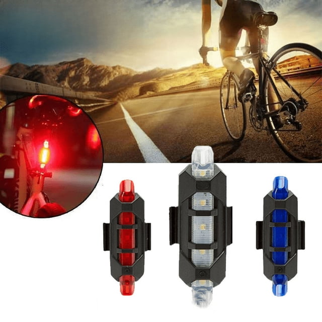 Luz trasera de bicicleta, equipo de conducción nocturna, luz trasera de advertencia con carga USB, 5 LED, inteligente, roja, para bicicleta de montaña