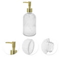 thumbnail image 5 of Unique Bargains 1 Pc Convenient Vertical Stripe Soap Dispenser 13.53oz Clear Gold Tone, 5 of 6