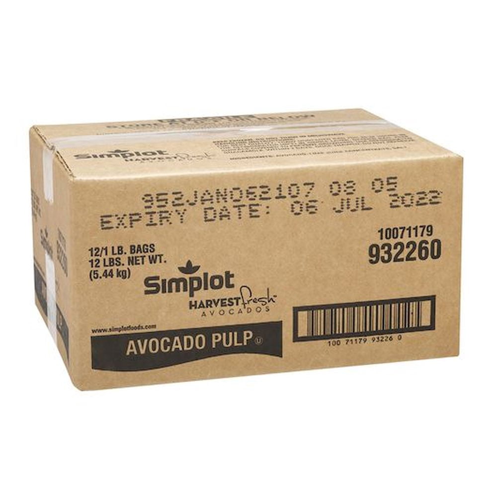 Simplot Harvest Fresh Avocado Pulp, 1 Pound -- 12 per case