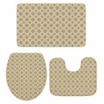 thumbnail image 2 of Khaki White Plaid Bathroom Rugs Set Abstract Khaki Morocco Texture Non Slip Absorbent Soft Bath Mats 3 Piece Set with Bathroom Rug, U-Shaped Floor Mat, Toilet Seat Cover Large Size, 2 of 9