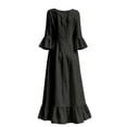 thumbnail image 7 of QUNYINEY Black Dresses for Women 2026 Flowy Casual Maxi 3/4 Sleeve A Line Dress with Pockets Loose Fit Vacation V Neck Dresses, 7 of 7
