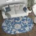 thumbnail image 4 of Alise Rugs Carrington Transitional Floral & Botanical Indoor Area Rug Navy 5'3'' x 7'3'' Oval Floral & Botanical 5' x 8' Indoor Living Room,Dining, 4 of 5