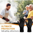 thumbnail image 4 of Guantes de barbacoa rojos, guantes de horno resistentes al calor hasta 800 °C, guantes de cocina antideslizantes y resistentes al calor, guantes de cocina térmicos para barbacoa/horno/parrilla/chimen, 4 of 5