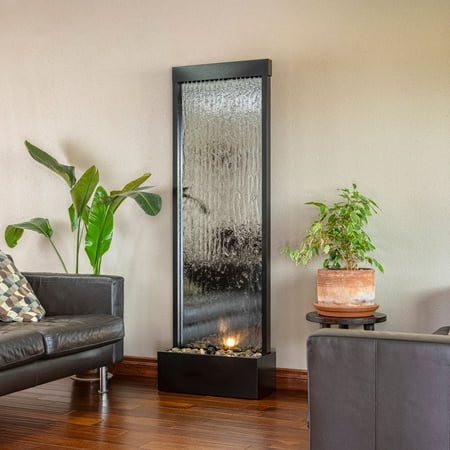 Alpine Corporation 72  Tall Indoor / Outdoor Steel Zen Waterfall Electric Fountain  Silver