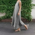 thumbnail image 6 of chouyatou Women's Casual Loose-Fit Cotton and Linen Plaid Tank Maxi Dress with Pockets, 6 of 6