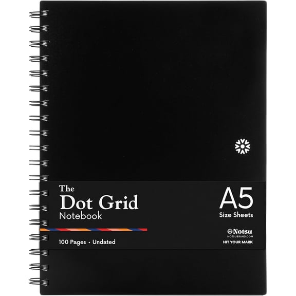 Notsu To Do List Notebook | Minimalist Planner with To-Do Checklist, Dot Grid, Notes sections. 100 Undated Pages, Thick Paper 120 gsm, A5 Size 5.8" x 8.3", Black