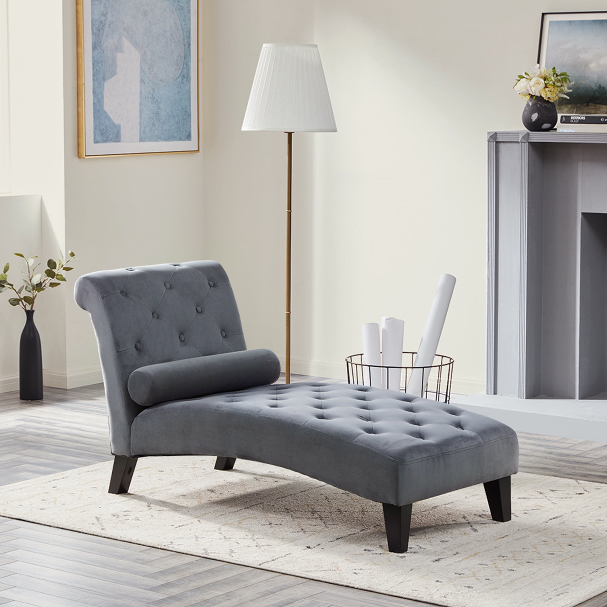 BELLEZE Modern Lounge Chaise Leisure Accent Chair Aurora Gray
