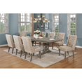 thumbnail image 2 of Rustic 9pc Dining Set with Beige Linen Chairs and Extendable Wood Dining Table, 2 of 8
