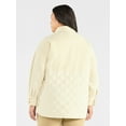thumbnail image 4 of Terra & Sky Women's Plus Size Quilt Mix Button Front Shacket with Long Sleeves, Sizes 1X-5X, 4 of 6