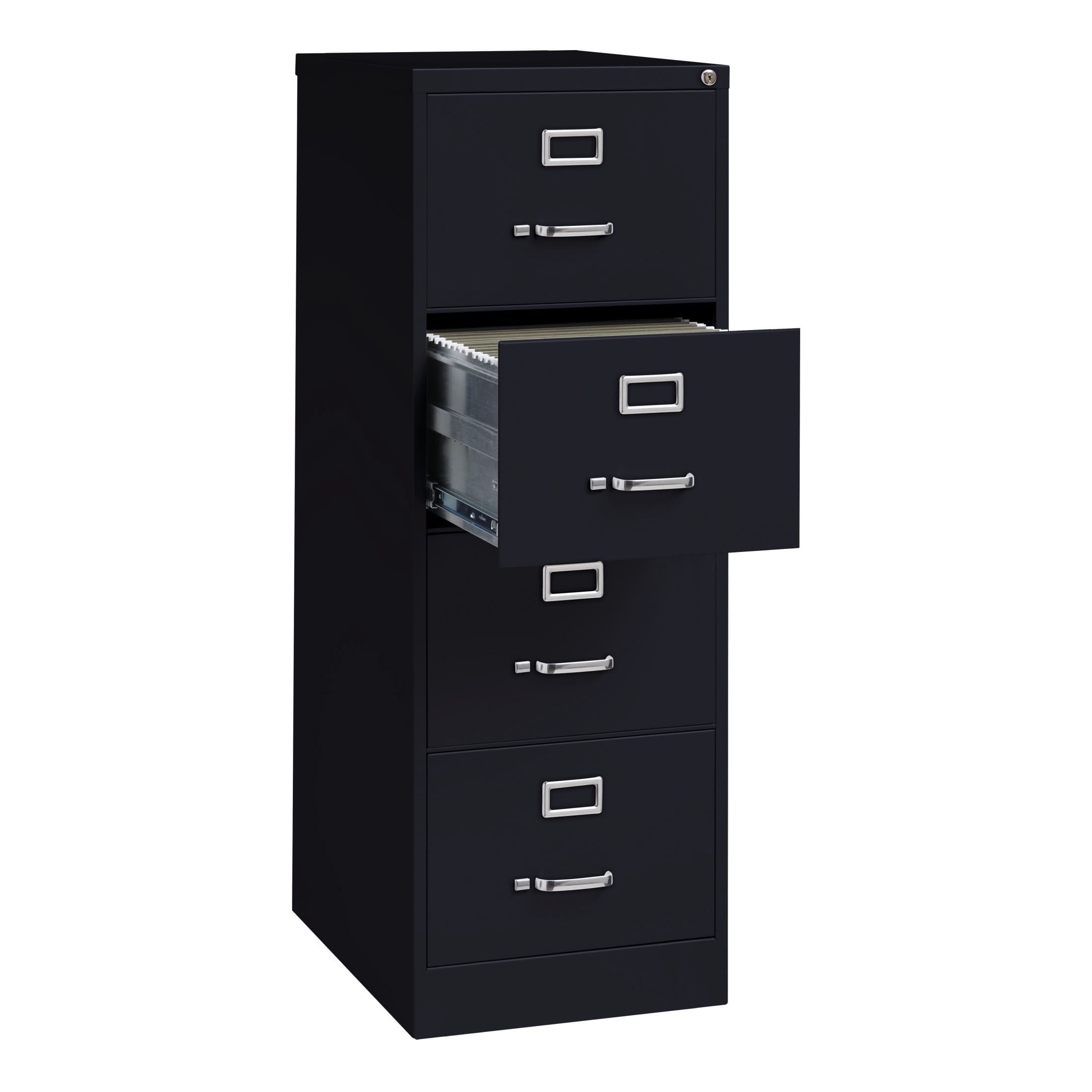 Hirsh 25" Deep 4 Drawer Legal Width Metal Vertical File Cabinet, Commercial Grade, Black