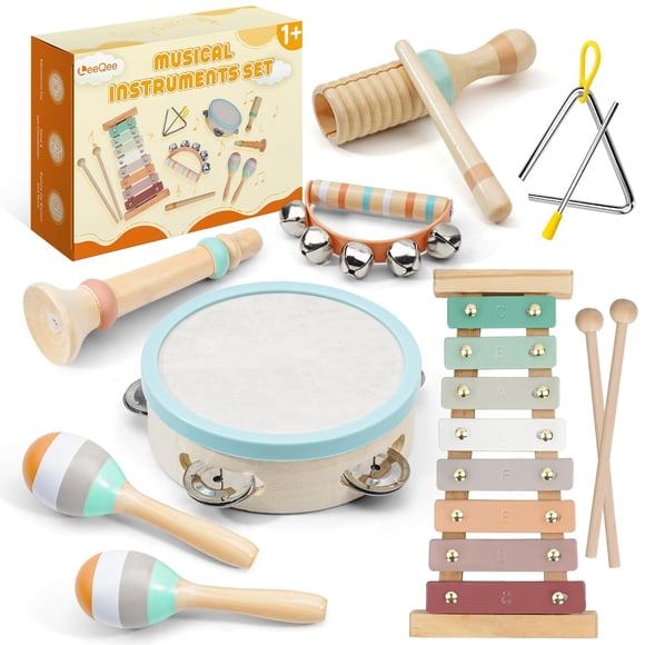 Juego de instrumentos musicales de madera Montessori Toys LeeQee de 1 a 3 años