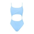 thumbnail image 5 of UFOUND Women Swimwear Neck Hollow Front Lace Up Back High Cut Monokini Swimsuit Tropical Beach Summer Swim Wear S, 5 of 5