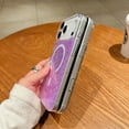 thumbnail image 3 of Kryonix for iPhone 17 Air Case Glitter Magnetic for Women, Compatible with MagSafe, Clear Glitter Shockproof Protective Case, Anti-Yellowing, Sparkle Clear,Pink/Blue, 3 of 7