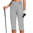 thumbnail image 3 of Kaemgyyd Capri Pants for Women Stretch High Waisted Crop Office Work Pants Trendy Button Striped Capris Slacks Yoga Dress Pant, 3 of 5