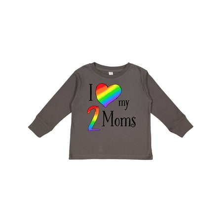 

Inktastic I Love My Two Moms- Pride Rainbow Heart Gift Toddler Boy or Toddler Girl Long Sleeve T-Shirt