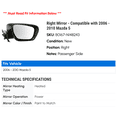 thumbnail image 2 of Right Mirror - Compatible with 2006 - 2010 Mazda 5 2007 2008 2009, 2 of 2