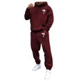 thumbnail image 2 of Men's Suits Product Title for Men Casual Solid Two Piece Hooded Sports Set with Raglan Sleeve Drawstring Pant Set, 2 of 5
