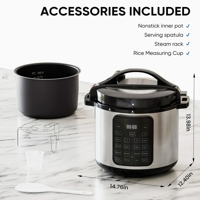 EDX Instant Cooker 8 Quart 7 in 1 Electric Pressure Cooker Multi Function Features Stainless Steel Pot Walmart