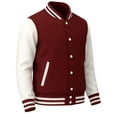 thumbnail image 3 of Men's Solid Plain Varsity Buttoned Original Leathered Thick Jacket, 3 of 6