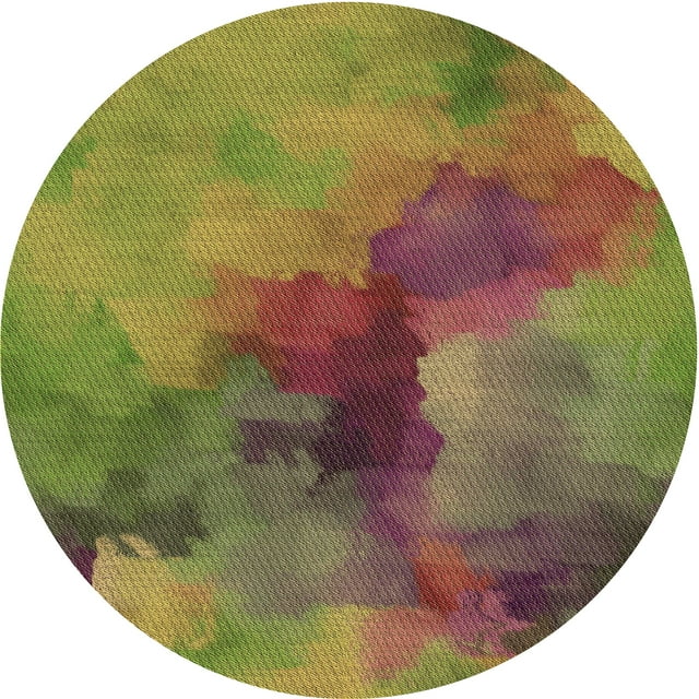 Ahgly Company Tapis de Zone Rond Lavable en Machine Intérieur Transitionnel Brun Doré Foncé, 7 Pieds Rond