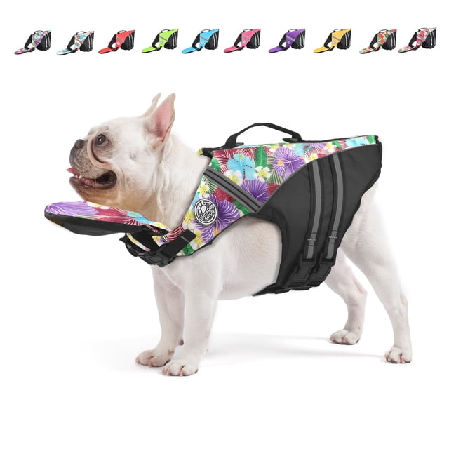 Mklhgty Chaleco Salvavidas Para Perros Chaleco Salvavidas Reflectante Para Perros Con Flotador De Cuello Extraíble De Alta Flotabilidad Para Nadar Y Navegar Traje De Baño De Seguridad Para Mascotas Ri