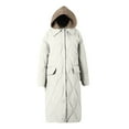 thumbnail image 4 of UPPADA Women's Long Winter Puffer Coats Hooded Over Knee Outerwear Maxi Quilted Jackets Warm Padded Coat with Pockets,Woman Coats White,L, 4 of 5