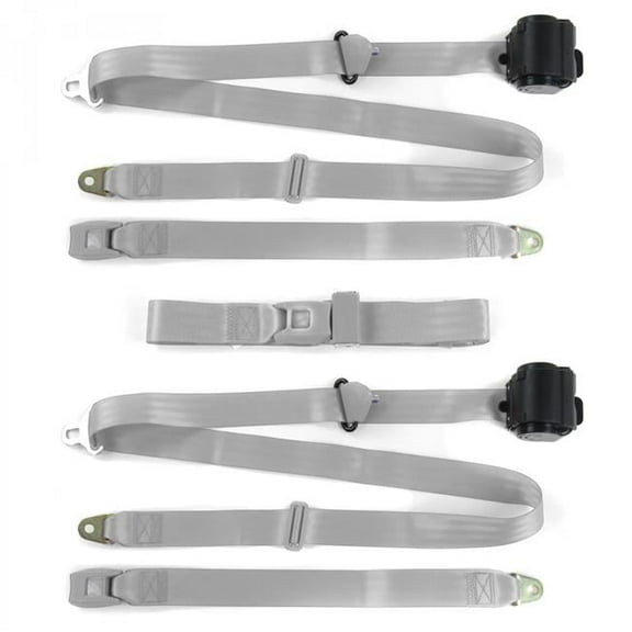 SafeTboy 671490 Chevy Truck 1988-1998 Standard 3 Point Gray & Grey Retractable Bench Seat Belt Kit - 3 Belts