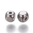 thumbnail image 2 of 200pcs Resistant 201 Stainless Steel Beads Square Stainless Steel color 4x4x4mm Hole: 1.2mm, 2 of 3