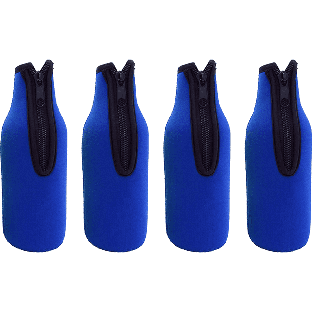 Funda aislante para botellas de cerveza con cremallera. Mantiene la cerveza fría y las manos calientes. Fondo cerrado