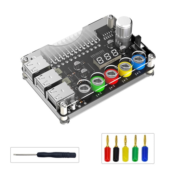 24Pin ATX Power Supply Breakout Board Power Module Adjustable Voltage Knob 6 Port USB 2.0 Supports QC2.0 QC3.0