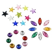 PINXOR 300pcs Acrylic Flatback Gems Rhinestone Gemstone Embellishments Ornament Accessories for Jewelry DIY Crafts (Horse Eye+Five-pointed Star+Round) (Mixed Color)