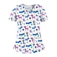 thumbnail image 4 of Top exfoliante con escote en V, manga corta, multiusos para mujeres, para SPA, cosmetología, camisa fácil de limpiar, uniforme de trabajo de enfermera XL, 4 of 8