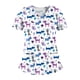 thumbnail image 4 of Blusa médica con cuello en V, cómoda y con estampado de animales lindos, ropa de trabajo multiusos para enfermeras Flor blanca, 4 of 9