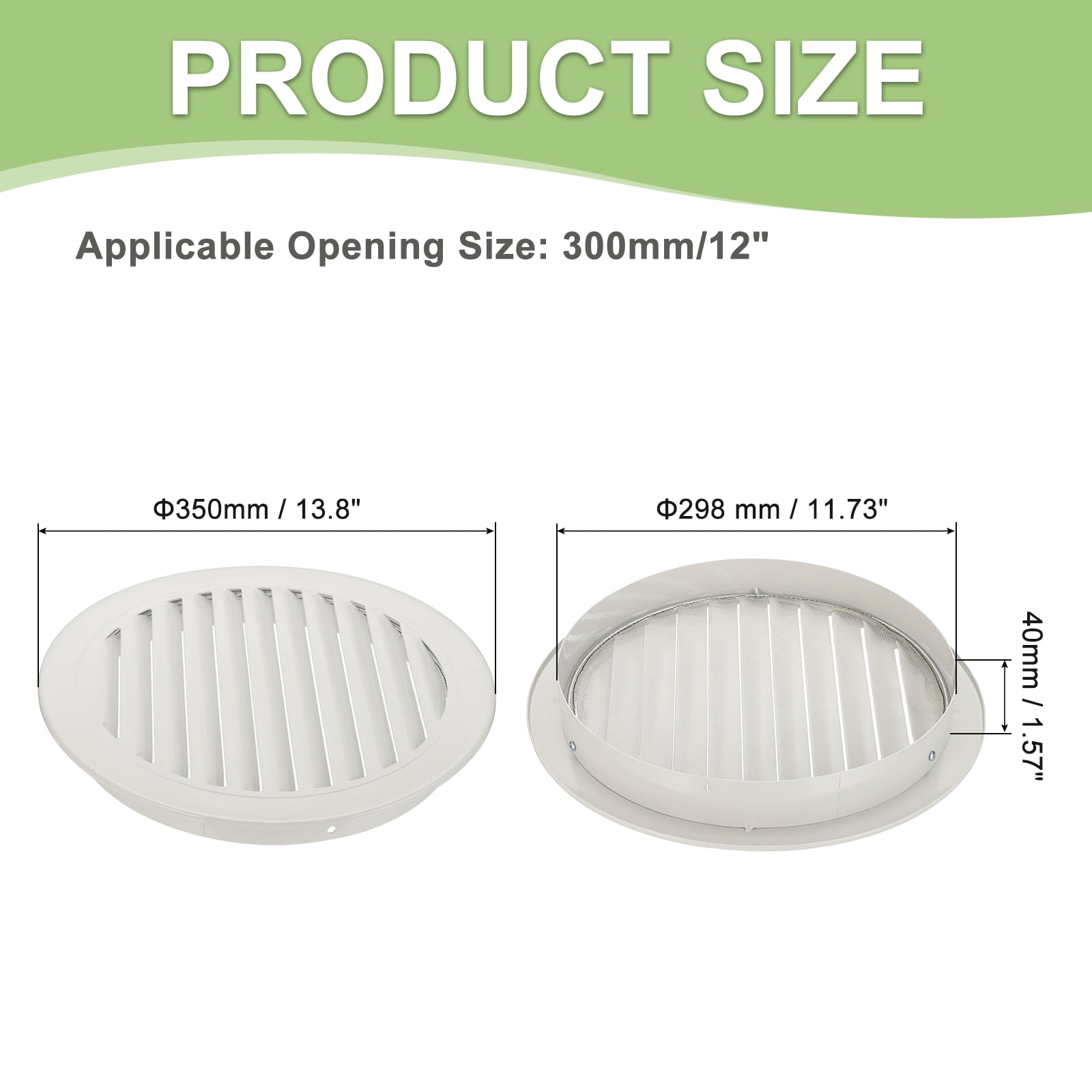 Round Soffit Vent, Aluminum Alloy Wall Vent Grille Cover for Exhaust Light Gray 12 Inch