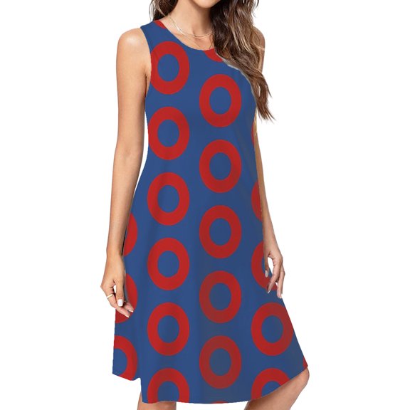Phish Donut Blue Spring Summer Dresses For Women Fashion Dress Casual Sleeveless Loose Sundress With Pockets