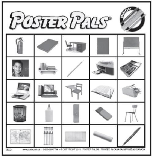 Jeux de Bingo objet de salle de classe en français