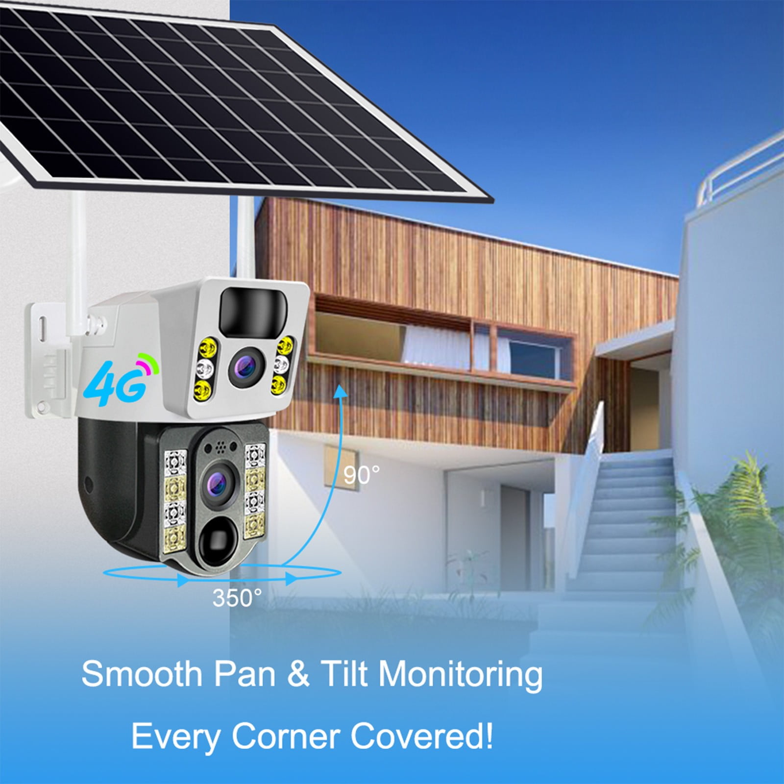 AZXY Security Camera,Outdoor Security Cameras Wireless Wifi,1080p Hd Night Vision Solar Security Camera,Waterproof Surveillance & Security Cameras with Monitor,360 Camera