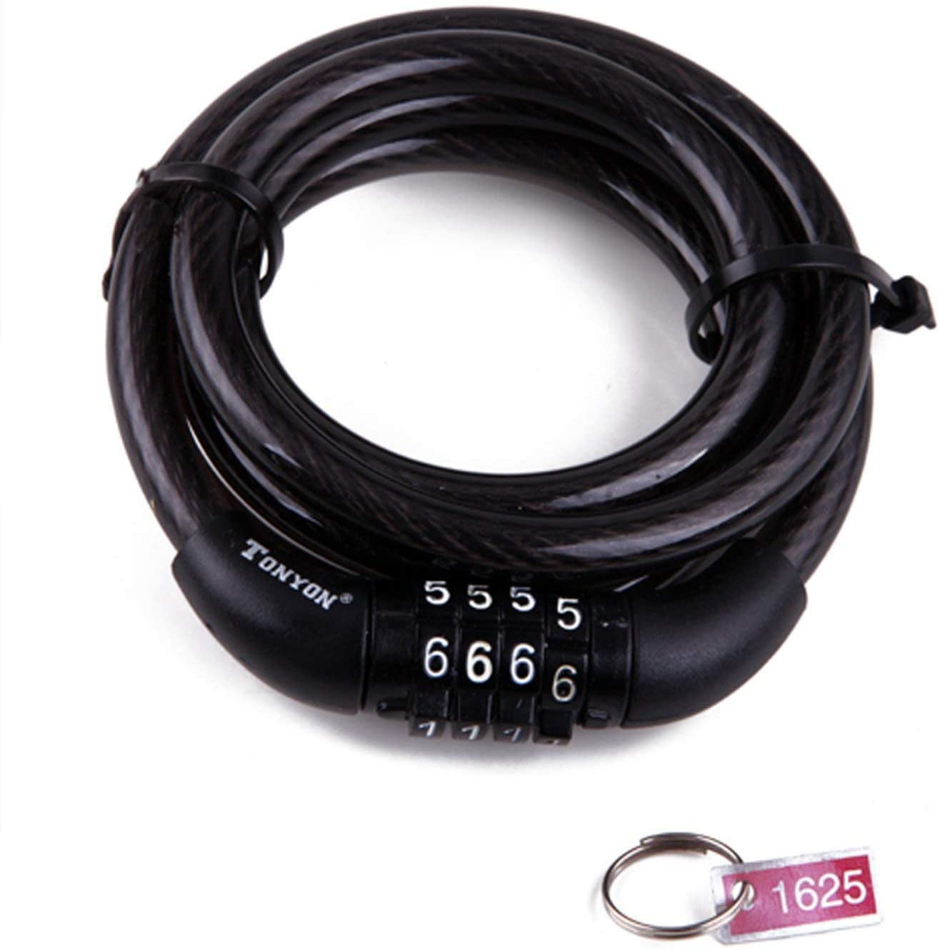 Tonyon Bike Lock Cable 4-Digit Combination Security Cable Bike ...