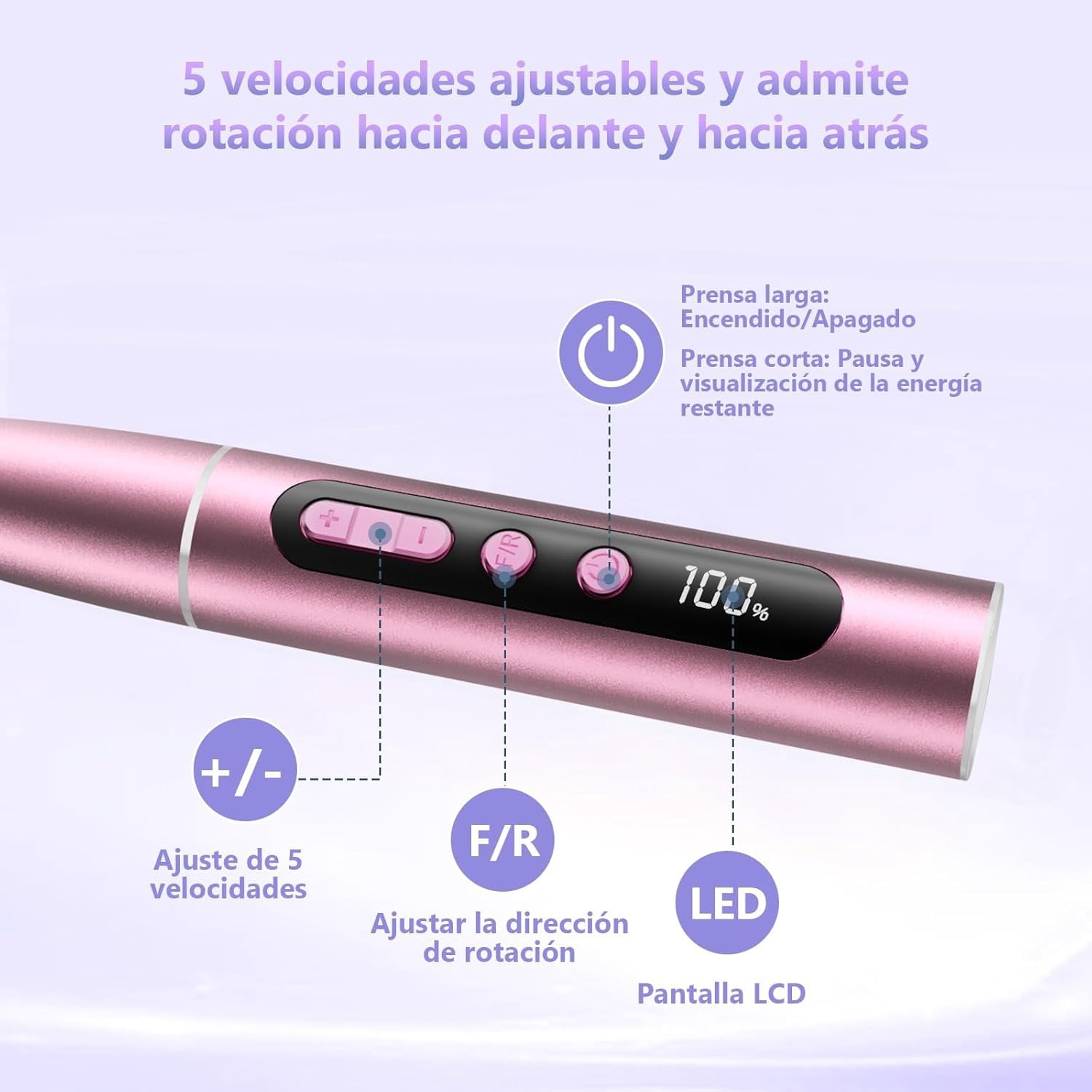 Cordless Electric Nail Drill Machine, 35000RPM Professional Nail File for Acrylic Gel Nails, 13 in 1 Manicure Pedicure Kit with LCD Display, 5 Speeds(Gold)