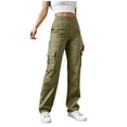 thumbnail image 4 of Axiiglly Cargo Pants Women Button Zip High Waist Work Pants with Multi Pockets Plus Size Climbing Hiking Athletic Trousers S-3XL, 4 of 9
