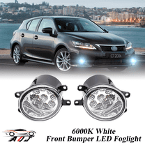 Pair Round LED Fog Lights for Lexus CT200h 2011-2017 , 55W 6000K White Off-Road Lamps Black Front Bumper LED Fog Lights