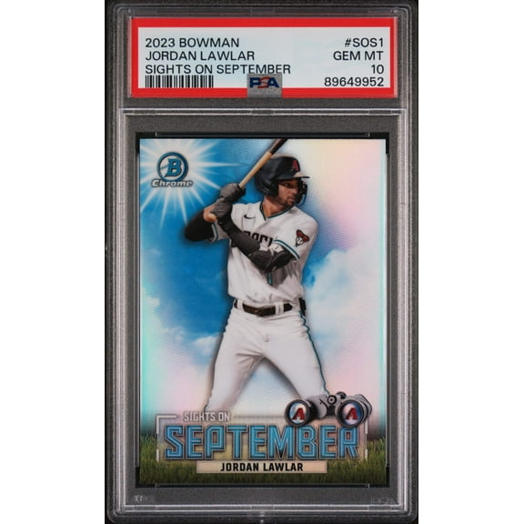 Graded 2023 Topps Bowman Jordan Lawler #SOS1 Sights on September Rookie RC Baseball Card PSA 10 Gem Mint