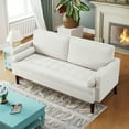 thumbnail image 4 of 68" Loveseat Sofa, Mid Century Modern Couches for Living Room, 2 Seater Couches with 2 Pillows for Bedroom Furniture, Apartment,White, 4 of 6