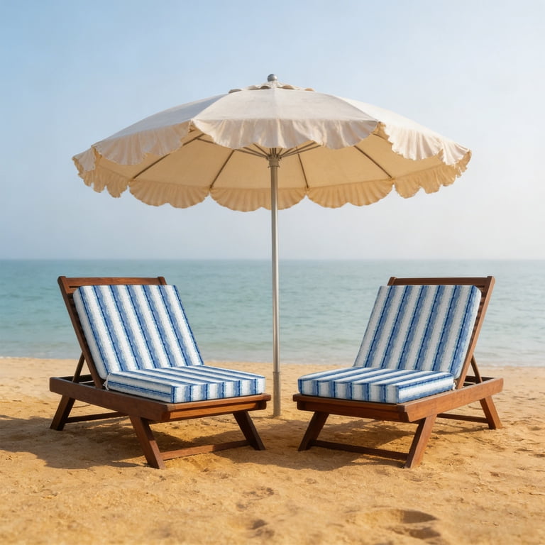 Light Blue White Abstract Stripe Outdoor Seat Cushion Covers Set of 2 ...