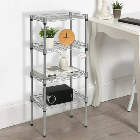 Zimtown 4 Tier Wire Shelving, Adjustable Storage Rack Unit for Garage Kitchen, Greenhouse Planting Shelving, 13.8”L x 9.8”W x 31.5”H